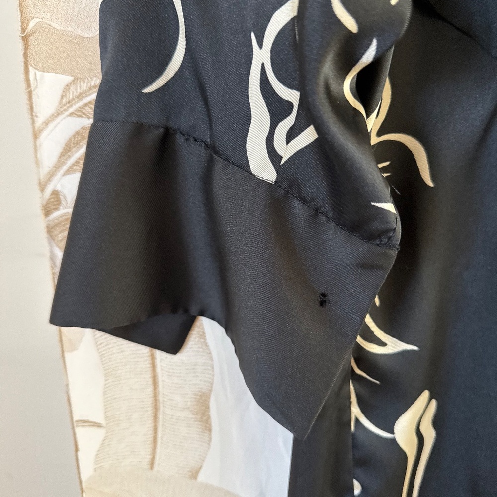 ZARA Black Abstract Print Shirt Dress – Long Sleeve Tie Waist Mini - Picture 5 of 7